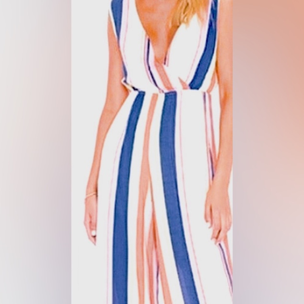 ✌🏼 #1311 Line & Dot Rory Stripe Cropped Jumpsuit